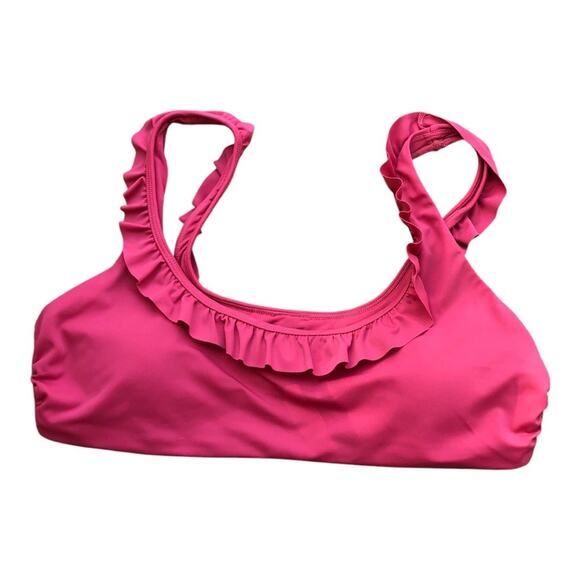 Andie NWT The Feminine Hydra Wide Straps Ruffle Accents Bikini Top Rosette Large - Picture 3 of 11